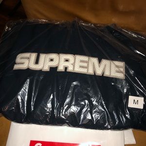 Supreme perforated leather hoodie (navy)